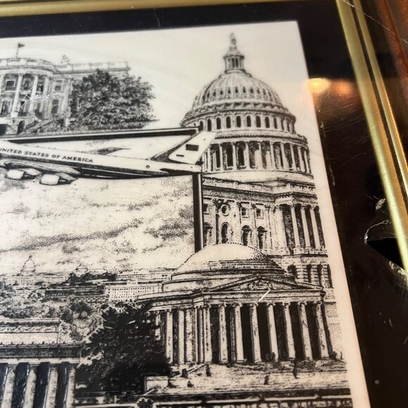 Framed Department Of The Air Force Artwork Washington D.C. Landmarks Air Force 1 - Picture 7 of 9